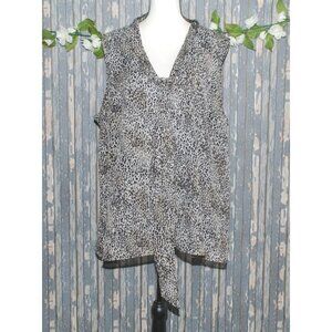 Cato Sleeveless Blouse Top Size 26W 28W Leopard Print Front Tie Lined